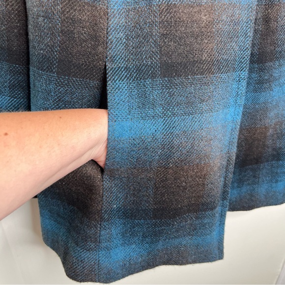 Neu Look Plaid Wool Blend Pea Coat Size 10 UK Size 38 EU Italian Fabric - Picture 2 of 15